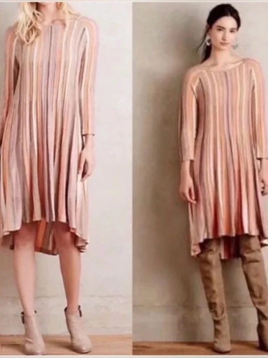 NEW Anthropologie MOTH Nora striped swing cut sweater Alpaca dress, Size XS - Picture 11 of 11